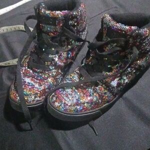 Multicolor Sequin High-Top Sneakers